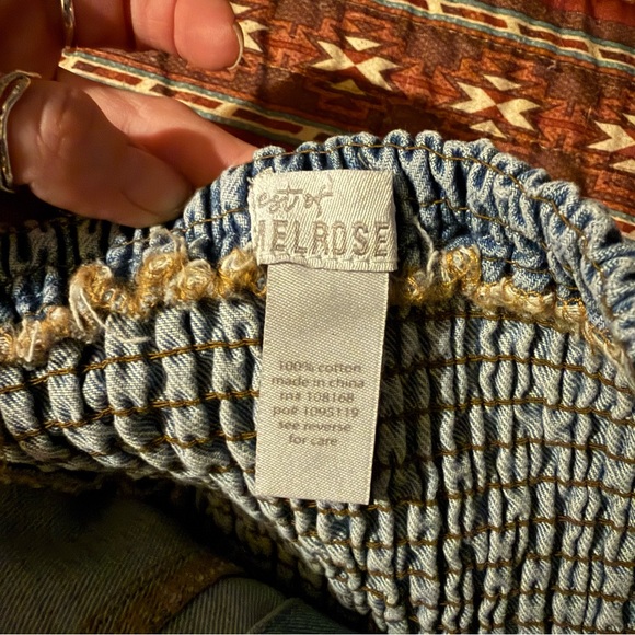 NWT Melrose Denim Smocked Bustier Top - Picture 2 of 6